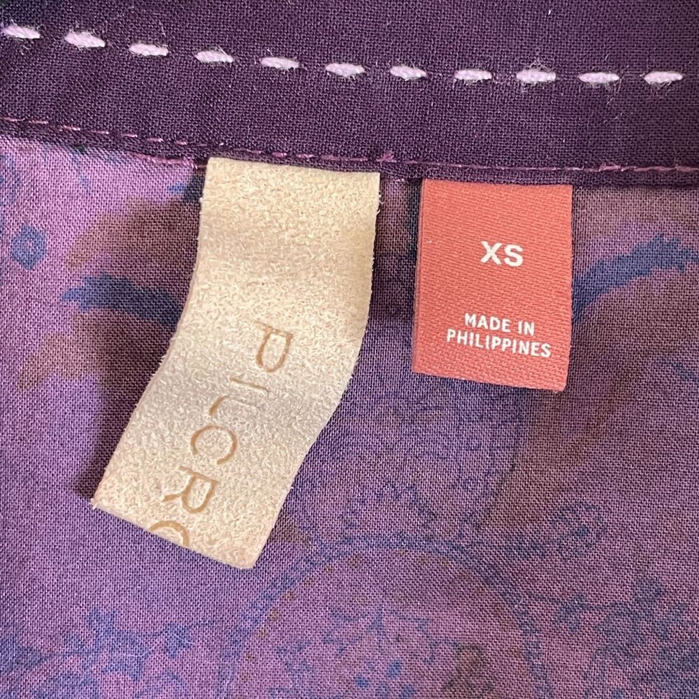 Pilcro By Anthropologie Womens XS Purple Velvet‎ Button Up Shirt Long Sleeve - Picture 4 of 8